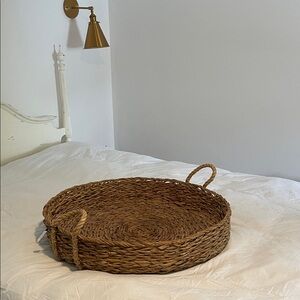 Anthropologie large round woven basket